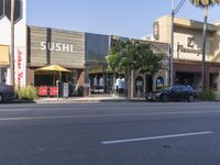 Urban Landscape in Los Angeles: Storefronts and Asphalt Roads