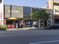 Urban Landscape in Los Angeles: Storefronts and Asphalt Roads