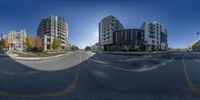 this is an image of two street images, taken from 360 - 360 glasses and on a clear sunny day