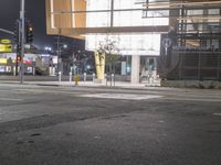 Urban Nightscape in the City with Architectural Structures and Road