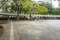 Urban Park in City with Architectural Structures
