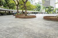 Urban Park in City with Architectural Structures
