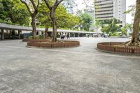 Urban Park in City with Architectural Structures
