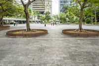 Urban Park in City with Architectural Structures