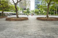 Urban Park in City with Architectural Structures