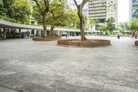 Urban Park in City with Architectural Structures