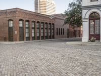 Urban Plaza in Los Angeles: Clear Sky and Classic Architecture