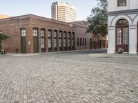 Urban Plaza in Los Angeles: Clear Sky and Classic Architecture