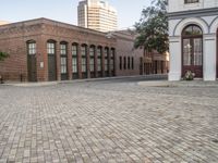 Urban Plaza in Los Angeles: Clear Sky and Classic Architecture