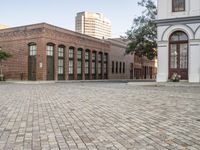 Urban Plaza in Los Angeles: Clear Sky and Classic Architecture