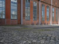 Urban Road in Berlin with Brick Walls