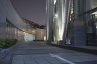 Urban Walkway in Shanghai: A Path Illuminated by Street Lights