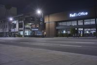USA Business District at Night: Impressive Office Buildings