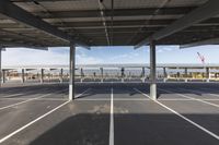 the empty parking lot is covered with solar panels to keep people occupied by space, but is almost completely empty