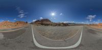 a panoramic image of the inside of a mountain road and hills in california, usa