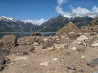 USA's Natural Beauty: Surrounding a Tranquil Lake with Rocks and Sandy Surfaces