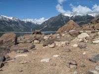 USA's Natural Beauty: Surrounding a Tranquil Lake with Rocks and Sandy Surfaces