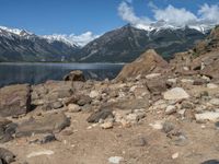 USA's Natural Beauty: Surrounding a Tranquil Lake with Rocks and Sandy Surfaces