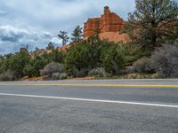 USA Road: Traveling Through a Red Rock Landscape