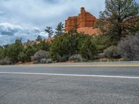 USA Road: Traveling Through a Red Rock Landscape