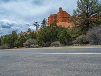 USA Road: Traveling Through a Red Rock Landscape