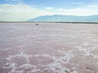 the large salt panami and clouds have melted over it to create the pink hues