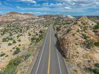 Aerial View of Utah: Road, Landscape, and Clouds