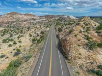 Aerial View of Utah: Road, Landscape, and Clouds