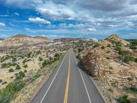 Aerial View of Utah: Road, Landscape, and Clouds