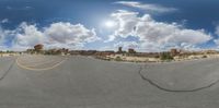 an image of the road is clearly empty and clear in this panorama camera shot with the moon