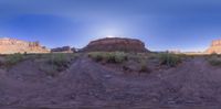 a desert landscape is captured with 360 - glasses in a 3d world with rocks and trees