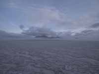 a beach is covered with mud and a low amount of clouds hovers in the background