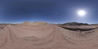 a camera view showing the road and sky in the desert area of a canyon in utah