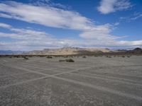 the vast arid desert area is dry and barren, with sparse scrub in the foreground