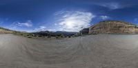 view of a desert from the front, from top the camera with no people around