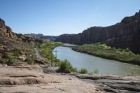 this is an image of a beautiful view along a river in a canyons area