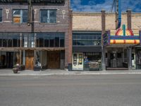 Utah's Rural Town: Street Shop Under Clear Skies and Clouds