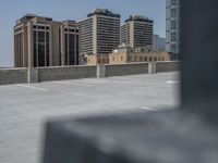 a parking lot and wall are pictured in a photo from the perspective point of view