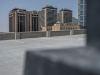 a parking lot and wall are pictured in a photo from the perspective point of view