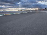 Race track in Valencia, Spain with dramatic mountain backdrop