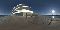 the sky is blue as seen from above the circular object of an image taken by a fish eye