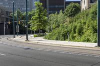 the street signs indicate an arrow in the road that is empty on the side of the road