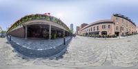 the city street has many buildings and bushes on it in 3d reality like viewfinders