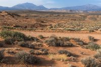 there is a view from the top of a mountain in the desert, with vegetation