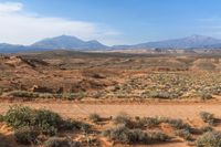 there is a view from the top of a mountain in the desert, with vegetation