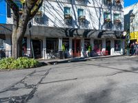 a city street with shops near a road in the town of richmond, virginia, usa