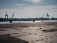 Waterfront Harbor in Hamburg with a Clear Sky