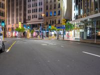 a bus in the middle of an empty city road at night, with no lights