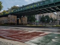 Wet Asphalt Streets Under Berlin's Bridges