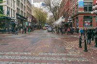 Wet Cobblestone Road in Vancouver, Canada